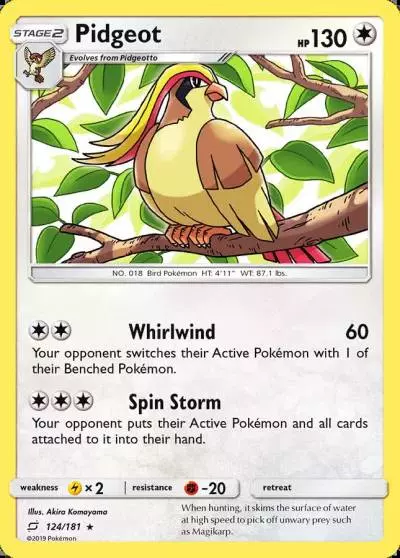 Pidgeot 124/181 Team Up Pokemon card