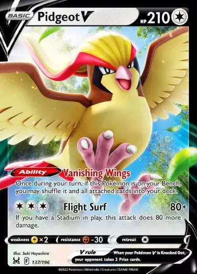 Pidgeot V 137/196 Lost Origin Pokemon card