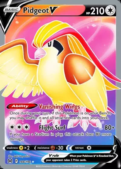 Pidgeot V 188/196 Lost Origin Pokemon card