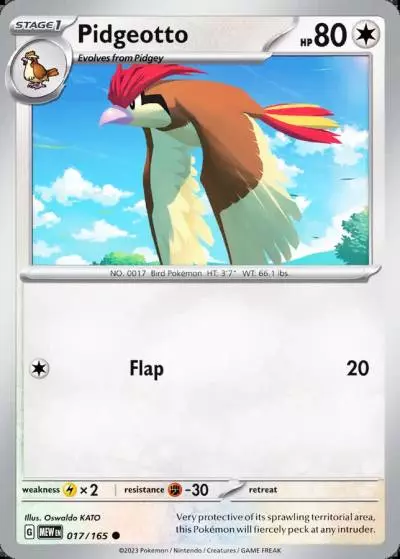 Pidgeotto 17/165 151 Pokemon card