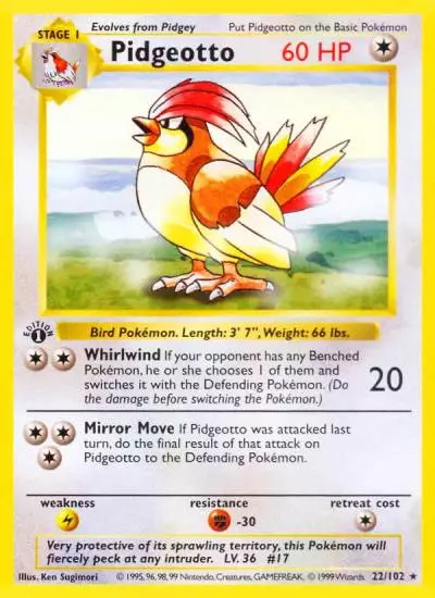 Pidgeotto 22/102 Base Pokemon card