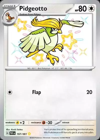 Pidgeotto 197/91 Paldean Fates Pokemon card