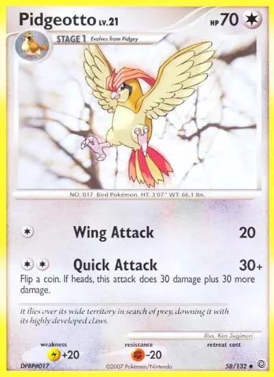 Pidgeotto 58/132 Secret Wonders Pokemon card