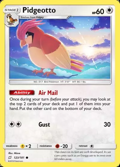 Pidgeotto 123/181 Team Up Pokemon card