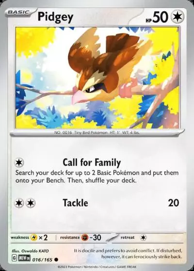 Pidgey 16/165 151 Pokemon card