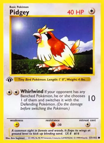 Pidgey 57/102 Base Pokemon card