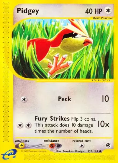 Pidgey 123/165 Expedition Base Set Pokemon card