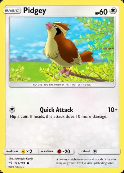 Pidgey 122/181 Team Up Pokemon card