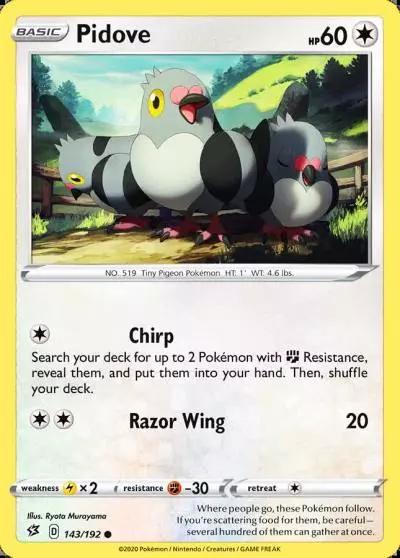 Pidove 143/192 Rebel Clash Pokemon card