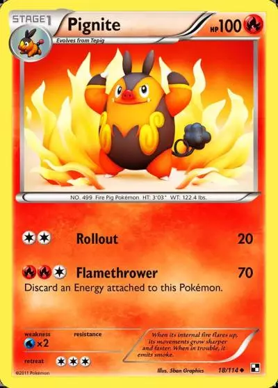 Pignite 18/114 Black & White Pokemon card