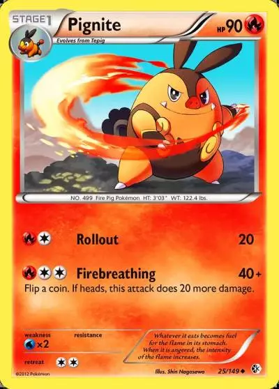 Pignite 25/149 Boundaries Crossed Pokemon card