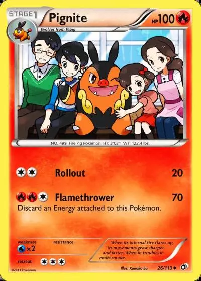 Pignite 26/113 Legendary Treasures Pokemon card