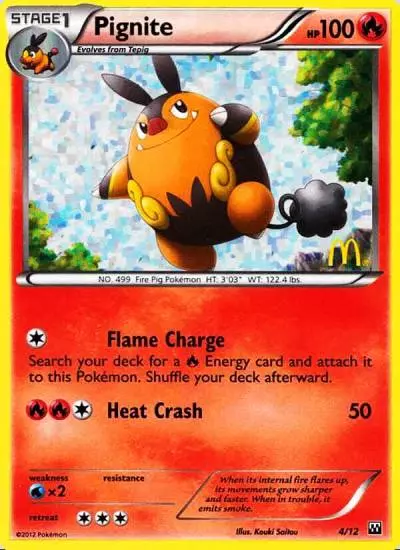 Pignite 4/12 McDonald's Collection 2012 Pokemon card