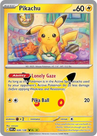 Pikachu 28/128 30th Celebration Pokemon card