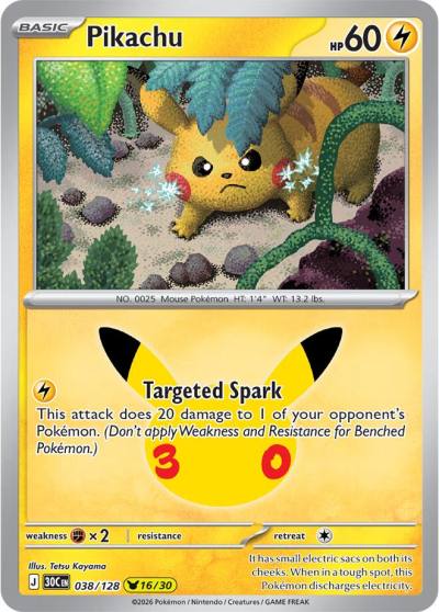 Pikachu 38/128 30th Celebration Pokemon card