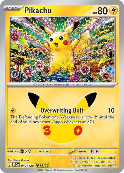 Pikachu 40/128 30th Celebration Pokemon card