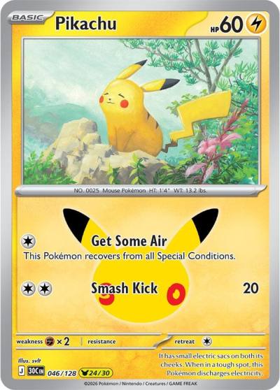 Pikachu 46/128 30th Celebration Pokemon card