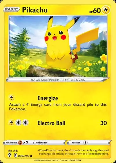 Pikachu 49/203 Evolving Skies Pokemon card