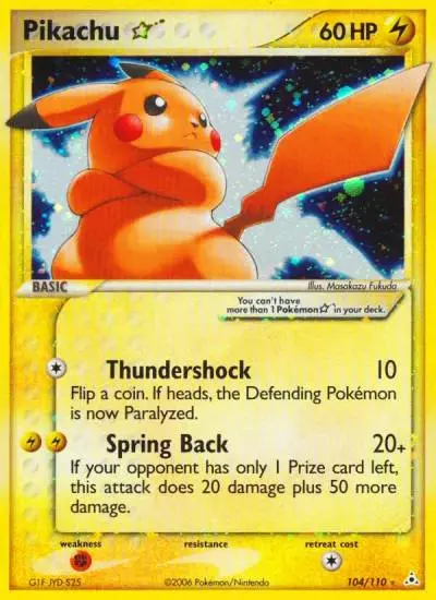 Pikachu ★ 104/110 Holon Phantoms Pokemon card