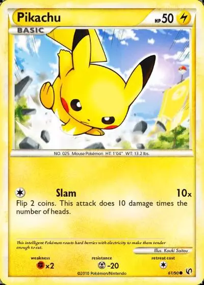 Pikachu 61/90 HS—Undaunted Pokemon card