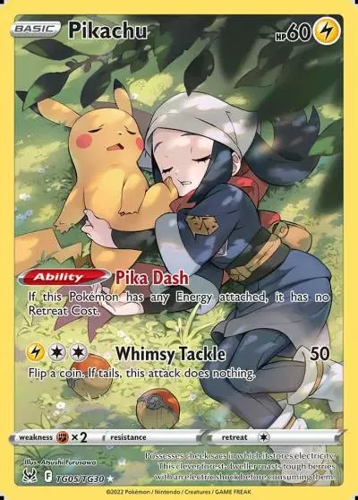 Pikachu TG05/30 Lost Origin Trainer Gallery Pokemon card