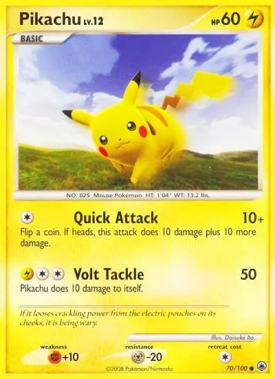 Pikachu 70/100 Majestic Dawn Pokemon card