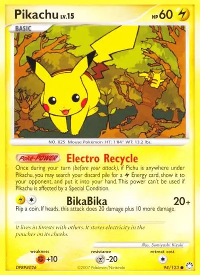 Pikachu 94/123 Mysterious Treasures Pokemon card