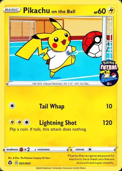 Pikachu on the Ball 1/5 Pokémon Futsal Collection Pokemon card