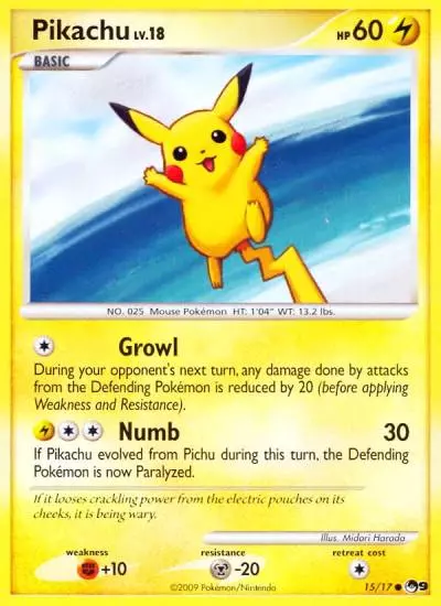 Pikachu 15/17 POP Series 9 Pokemon card