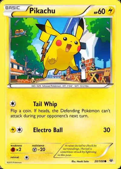 Pikachu 20/108 Roaring Skies Pokemon card
