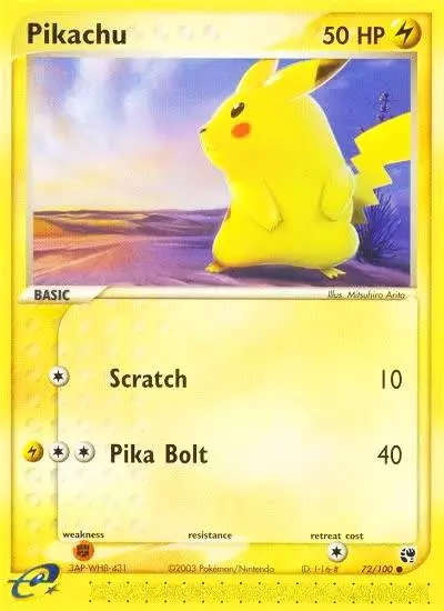 Pikachu 72/100 Sandstorm Pokemon card
