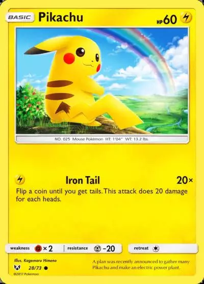 Pikachu 28/73 Shining Legends Pokemon card
