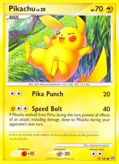 Pikachu 70/100 Stormfront Pokemon card