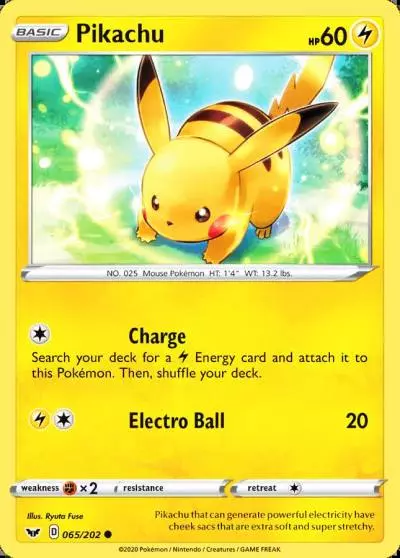Pikachu 65/202 Sword & Shield Pokemon card