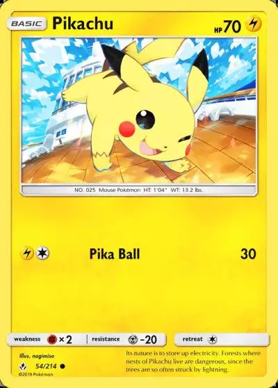 Pikachu 54/214 Unbroken Bonds Pokemon card