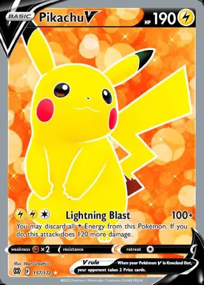 Pikachu V 157/172 Brilliant Stars Pokemon card