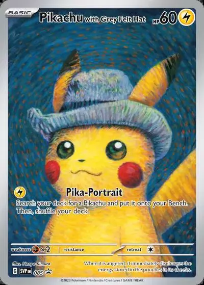 Pikachu with Grey Felt Hat 85/165 Scarlet & Violet Black Star Promos Pokemon card