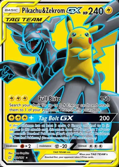 Pikachu & Zekrom-GX 162/181 Team Up Pokemon card