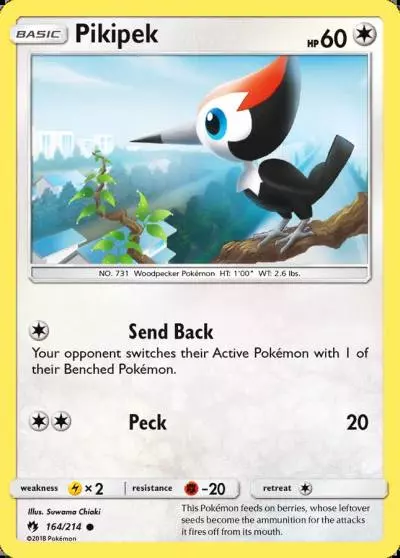 Pikipek 164/214 Lost Thunder Pokemon card