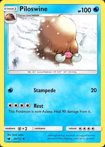 Piloswine 20/111 Crimson Invasion Pokemon card