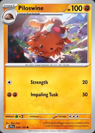 Piloswine 78/159 Journey Together Pokemon card