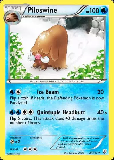 Piloswine 27/135 Plasma Storm Pokemon card