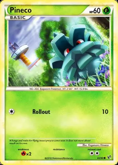 Pineco 62/90 HS—Undaunted Pokemon card