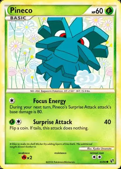 Pineco 63/90 HS—Undaunted Pokemon card