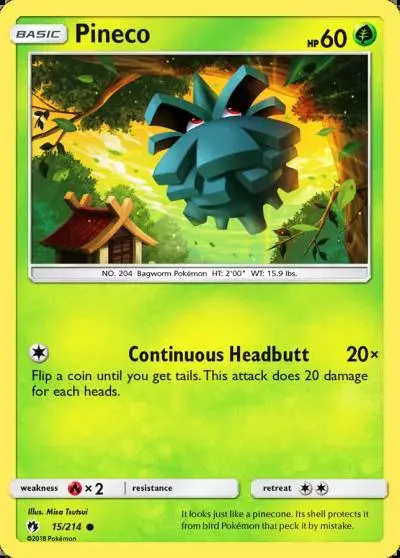 Pineco 15/214 Lost Thunder Pokemon card