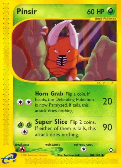 Pinsir 101/147 Aquapolis Pokemon card