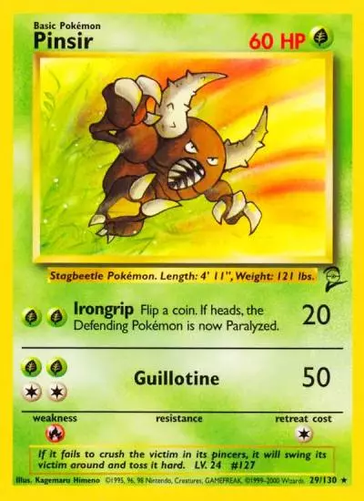 Pinsir 29/130 Base Set 2 Pokemon card