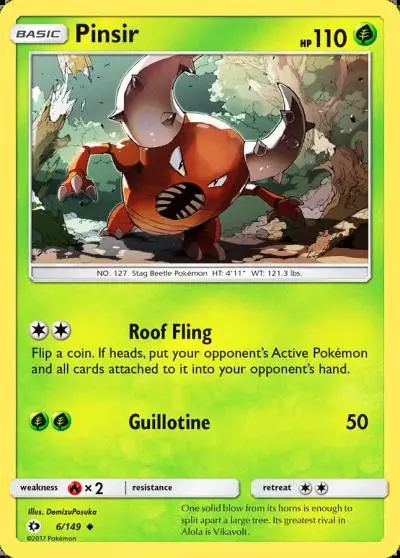 Pinsir 6/149 Sun & Moon Pokemon card