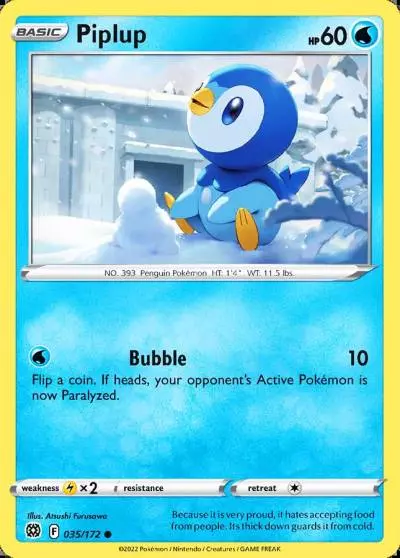Piplup 35/172 Brilliant Stars Pokemon card