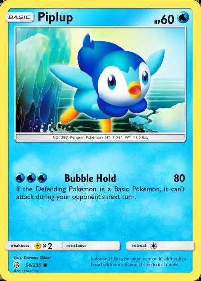 Piplup 54/236 Cosmic Eclipse Pokemon card